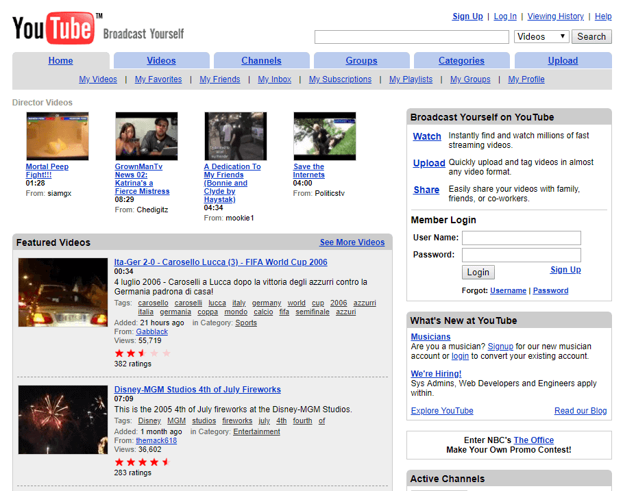youtube ที่กลายเป็นกระแสอย่างมากในช่วงนั้น ก่อนจะถูกซื้อโดย google